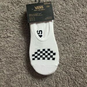 Vans women’s White Socks with Black Checkered Design